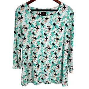 JM Collection Sz Large Tropical Stretch Comfy Blouse Shirt Top Beach Business